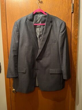Calvin Klein Men's Dark Charcoal Patterned Two-Button Blazer